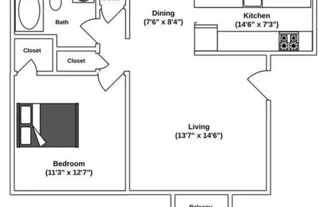 1 bed, 1 bath, 580 sqft, $670