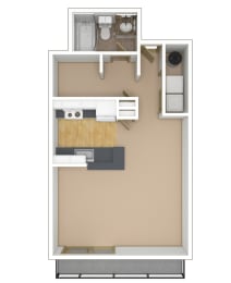 Studio, 1 bath, 531 sqft, $1,772