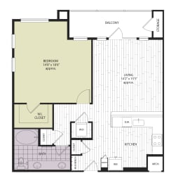 1 bed, 1 bath, 978 sqft, $1,593