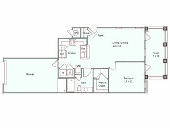 1 bed, 1 bath, 725 sqft, $2,096