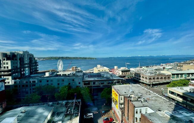 $500 OFF FIRST MONTH'S RENT!!!! Views of Puget Sound and iconic great wheel. Renovated condo in highly desirable Newmark Towers.