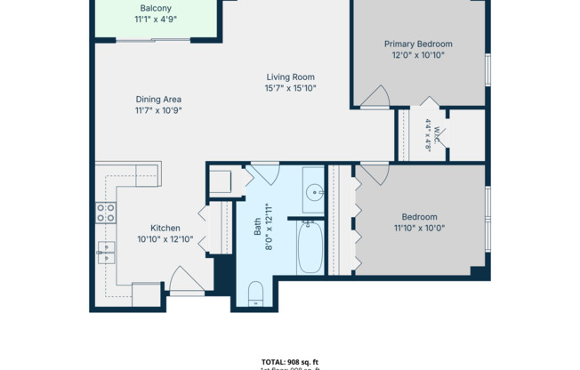 2 beds, 1 bath, 879 sqft, $1,700, Unit 308