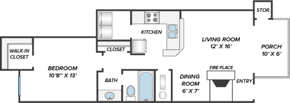 1 bed, 1 bath, 663 sqft, $879