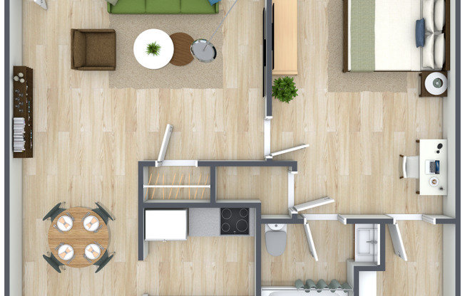 1 bed, 1 bath, 672 sqft, $1,065