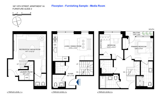 2 beds, 3 baths, 1,448 sqft, $4,995, Unit 1A