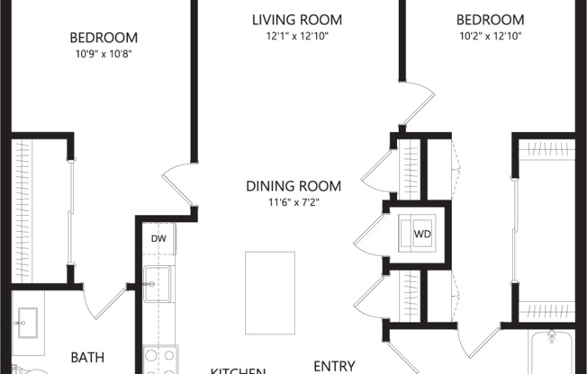 2 beds, 2 baths, 1,151 sqft, $4,440, Unit 805