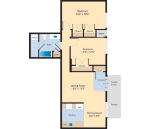 2 beds, 1 bath, 906 sqft, $1,900