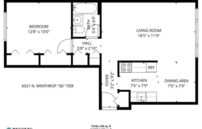 1 bed, 1 bath, 595 sqft, $1,850, Unit 506
