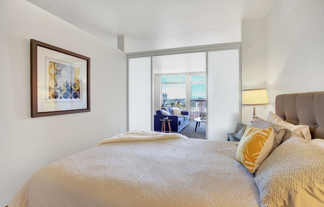 master bedroom at Link + Mural, Seattle