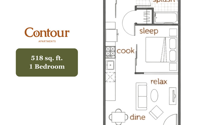 1 bed, 1 bath, 518 sqft, $1,695, Unit 125