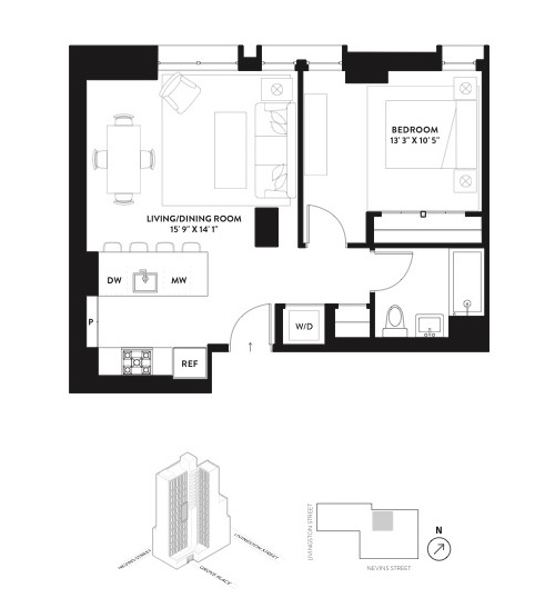 1 bed, 1 bath, 715 sqft, $4,200, Unit 12A