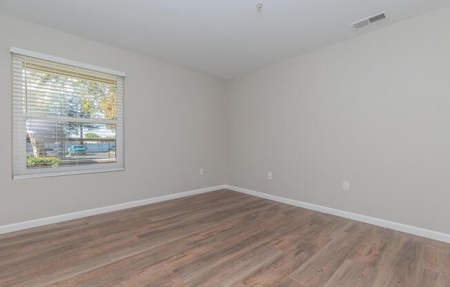 a room with a large window