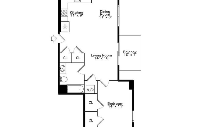1 bed, 1 bath, 700 sqft, $3,500, Unit 508