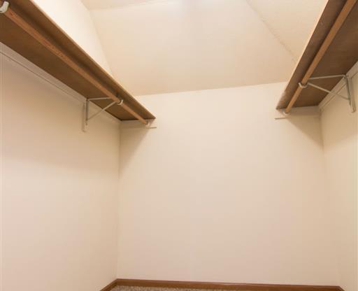 Walk in closet space at Fountain Glen Apartments in Lincoln Nebraska