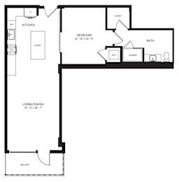 Studio, 1 bath, 840 sqft, $1,960