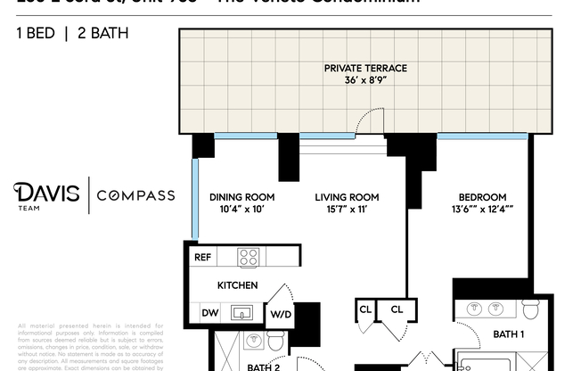 1 bed, 2 baths, 940 sqft, $7,200, Unit 903