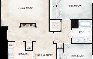 2 beds, 1 bath, 899 sqft, $1,884