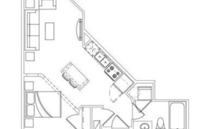 Studio, 1 bath, 434 sqft, $1,506