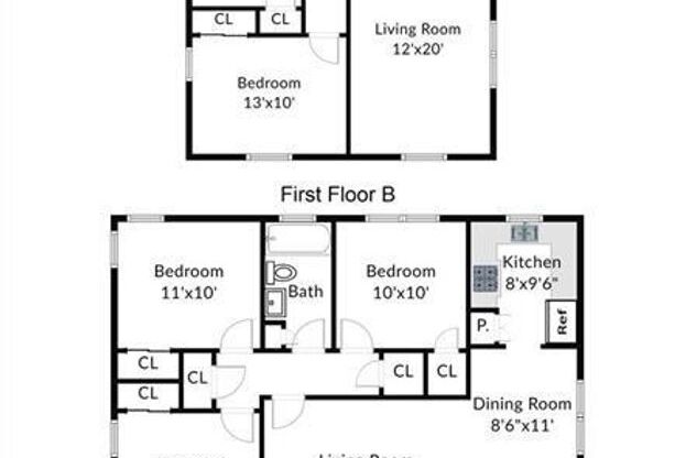 3 beds, 1 bath, $2,450