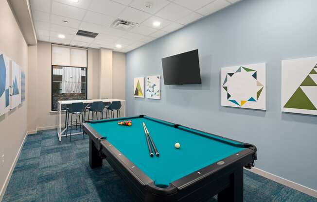 Game Room with Billiards table at POLARIS AT SEATAC, SEATAC, WA