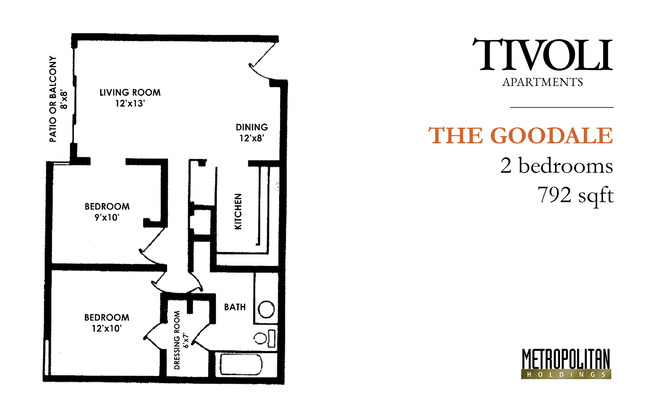 2 beds, 1 bath, 792 sqft, $1,055, Unit 404-9