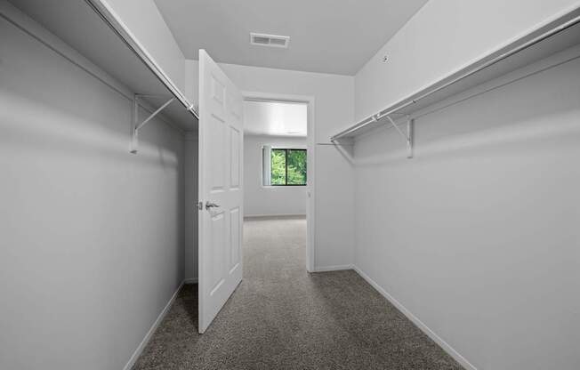 Spacious bedroom closet for ample storage at Woodland Villa Apartments in Westland, MI.