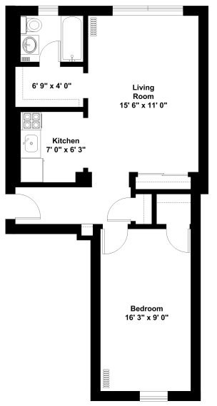 1 bed, 1 bath, 500 sqft, $2,100, Unit 207