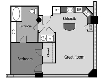 1 bed, 1 bath, 696 sqft, $1,637
