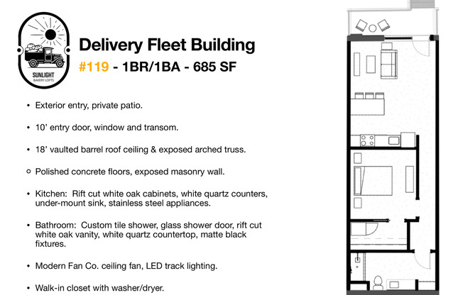 1 bed, 1 bath, 526 sqft, $1,245, Unit 119