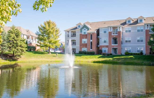 Beautiful Lake with Fountain at The Village on Spring Mill, Carmel, IN 46032