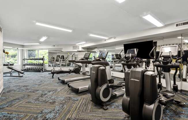 Fitness Center With Modern Equipment at The Riverwood, Lilydale, MN, 55118