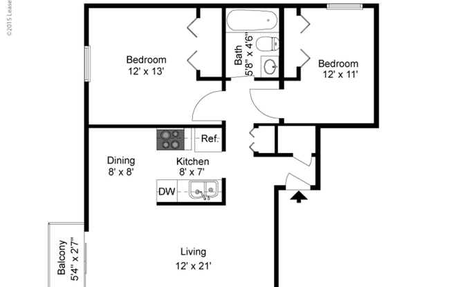 2 beds, 1 bath, 976 sqft, $1,775
