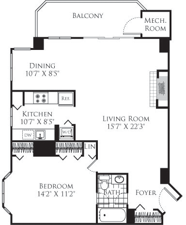 1 bed, 1 bath, 886 sqft, $2,576, Unit 213