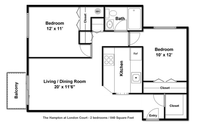 2 beds, 1 bath, 880 sqft, $1,895