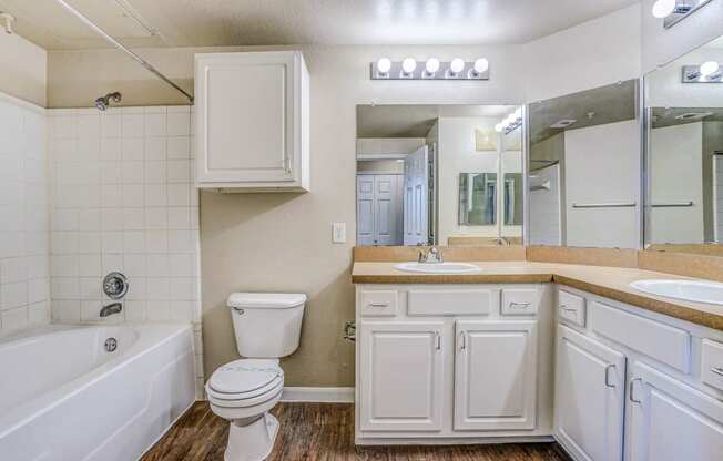 Bathrooms with extra countertop space at Cypress Lake at Stonebriar in Frisco, TX!