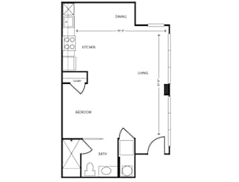 Studio, 1 bath, 549 sqft, $1,607