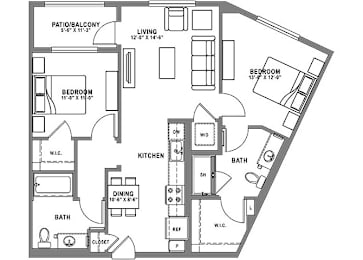 2 beds, 2 baths, 1,028 sqft, $3,662