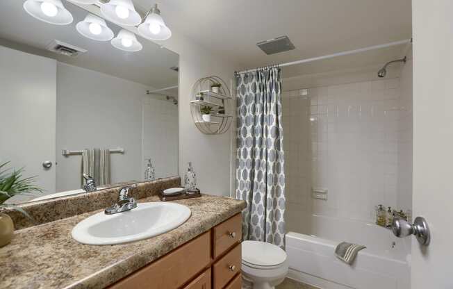 Mechanicsburg Apartments | Delbrook Manor Apartments | a bathroom with a sink toilet and bathtub