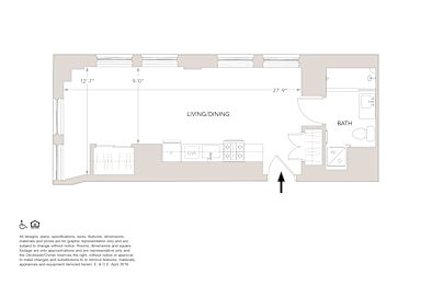 Studio, 1 bath, 542 sqft, $2,145
