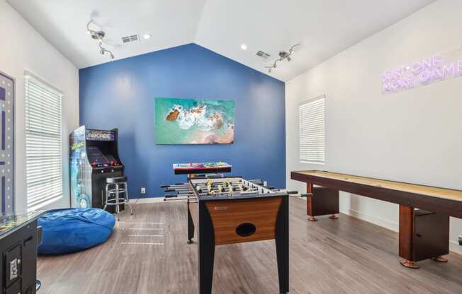 game room with foosball table