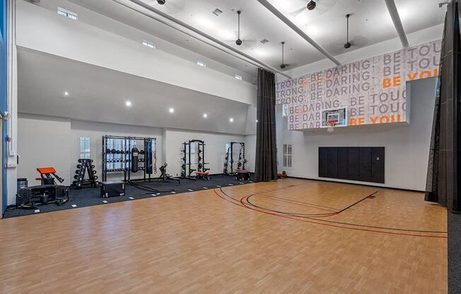 Supersize fitness area with crossfit, strength and  basketball