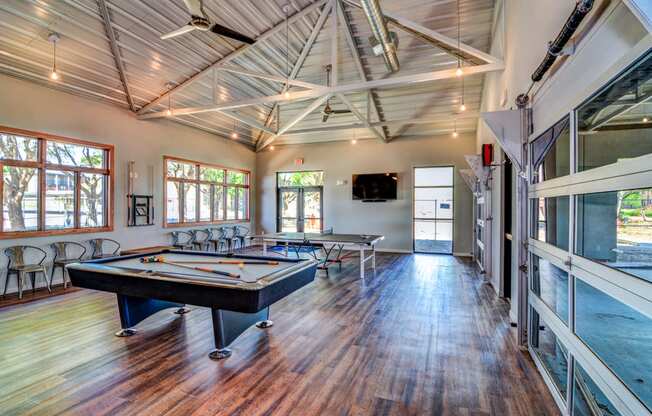 Clubhouse Game Room at Aviator at Brooks Apartments, Clear Property Management, San Antonio