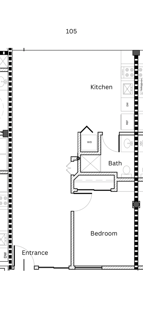 1 bed, 1 bath, 630 sqft, $2,200, Unit 105