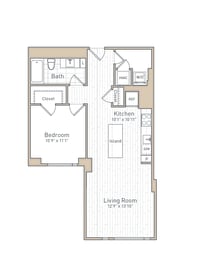 1 bed, 1 bath, 766 sqft, $2,665