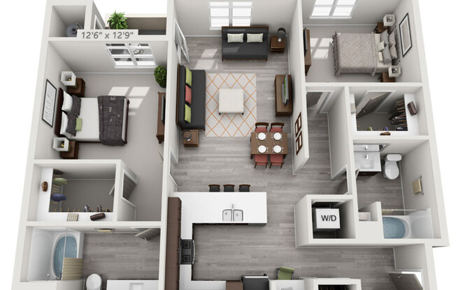 2 beds, 2 baths, 1,196 sqft, $2,501