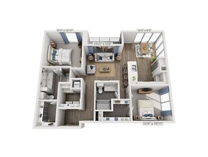 2 beds, 2 baths, 1,286 sqft, $4,500