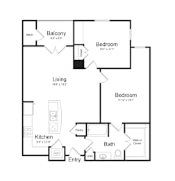 2 beds, 1 bath, 1,084 sqft, $2,293