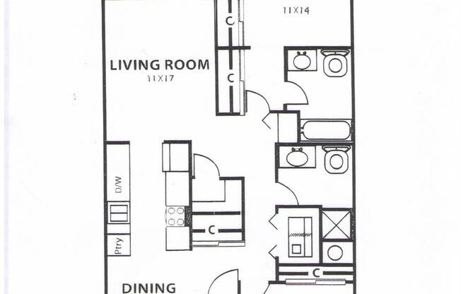 2 beds, 1.5 baths, 1,071 sqft, $1,695, Unit 844-48