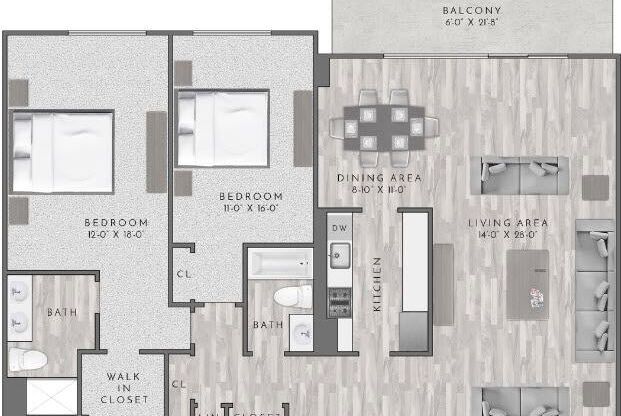2 beds, 2 baths, 1,457 sqft, $2,055