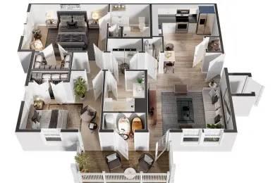 2 beds, 2 baths, 1,194 sqft, $1,569